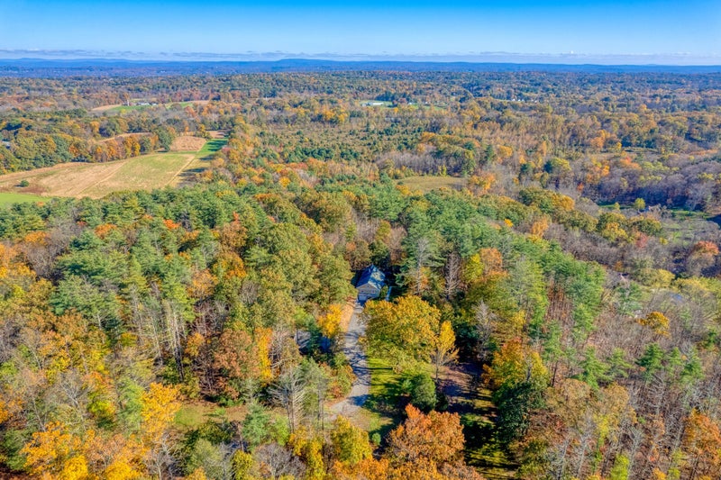 Aerial view of Saugerties, NY during autumn